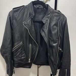 All Saints Black Leather Biker Jacket